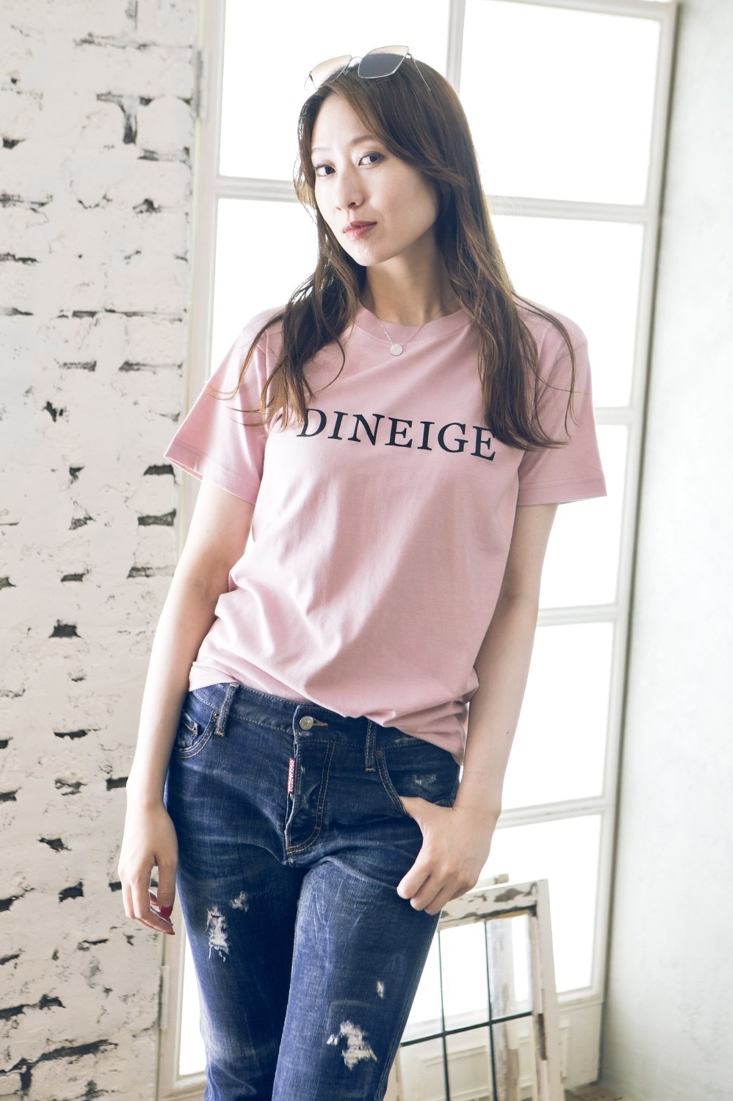 Dineige オーガニックcotton Tシャツ