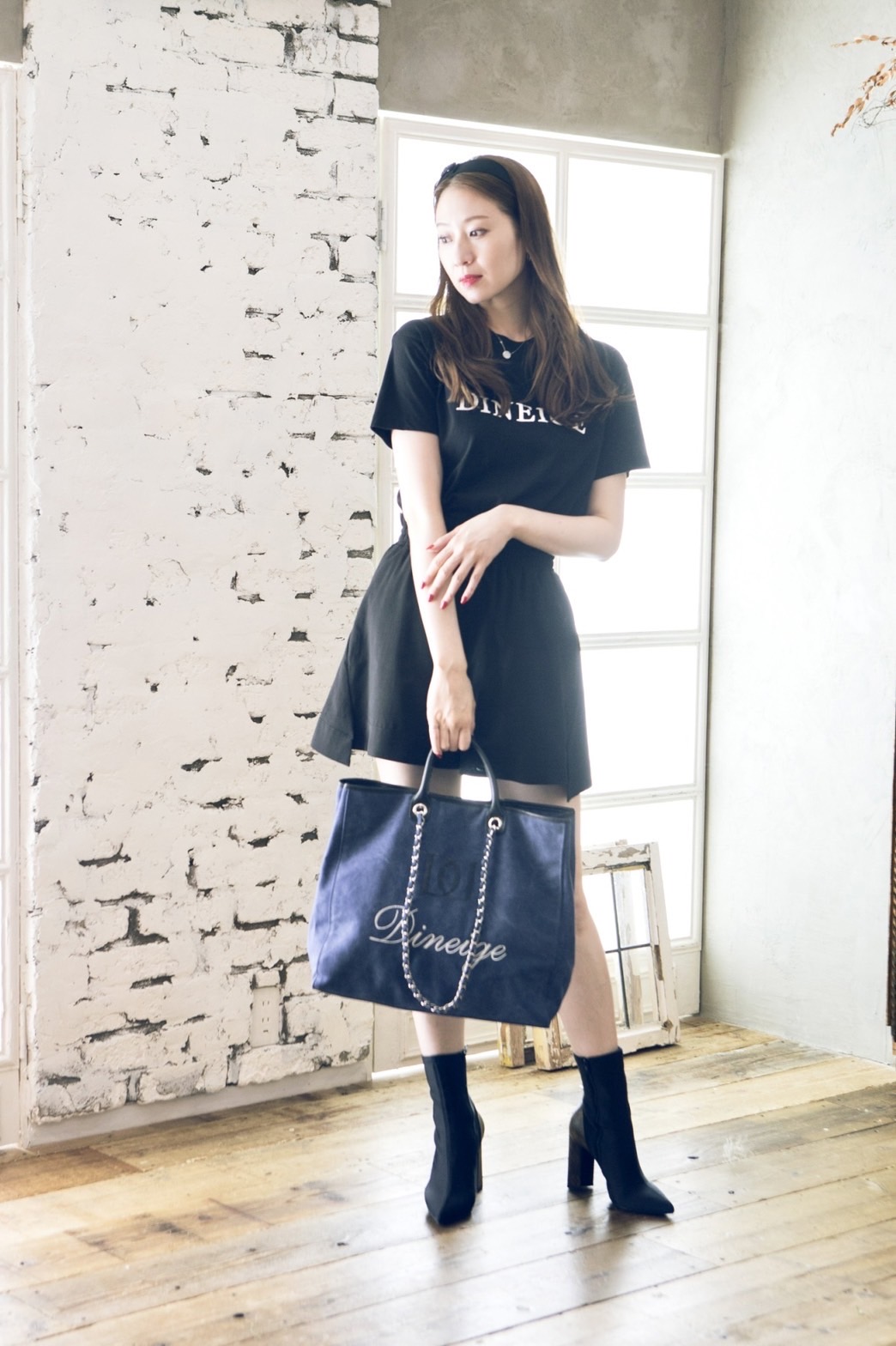 DineigeデニムキャンバストートBag